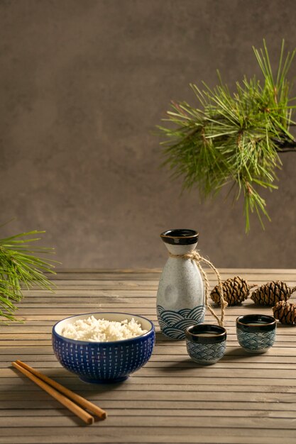 Sake japanese beverage still life