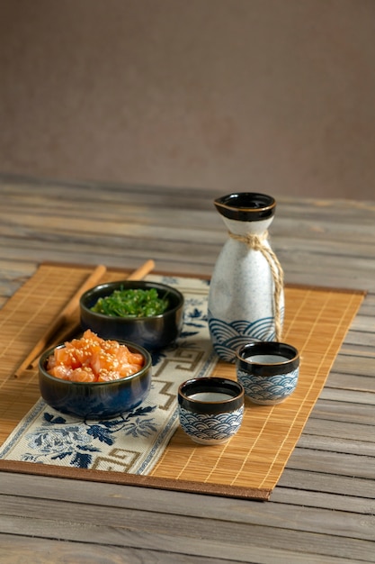 Free Photo sake japanese beverage still life