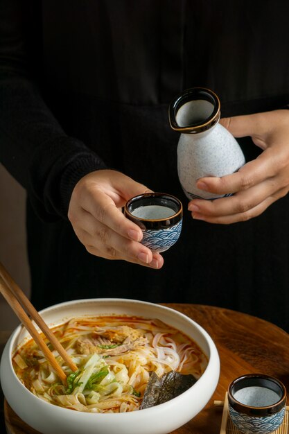 Free photo sake japanese beverage still life