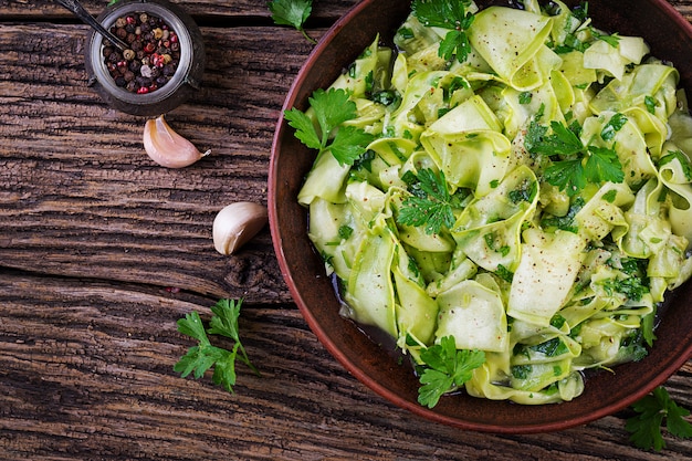 Salad of marinated zucchini in spices