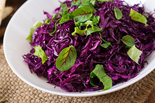 Free photo salad of red cabbage with herbs