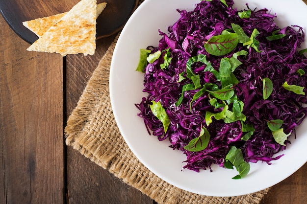 Salad of red cabbage with herbs