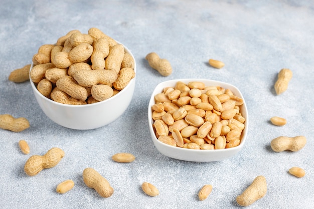 Salted roasted peanuts.