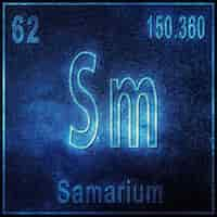 Free photo samarium chemical element, sign with atomic number and atomic weight, periodic table element