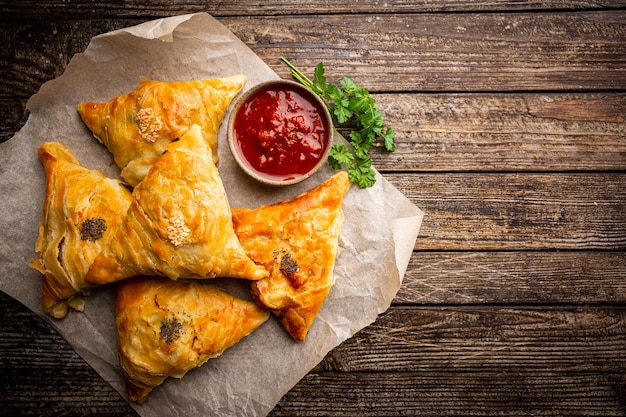 Samsa or samosas with meat