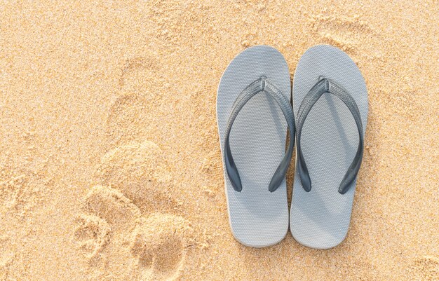 sandals on the sandy sea coast