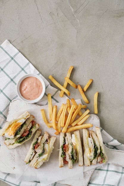 Sandwiches with french fries