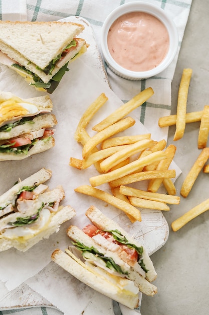 Sandwiches with french fries