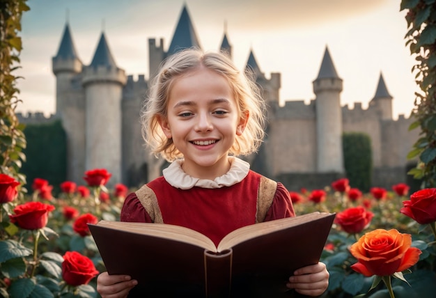 Free photo sant jordi celebration with book and rose