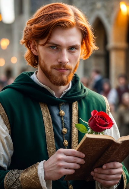 Sant jordi celebration with book and rose