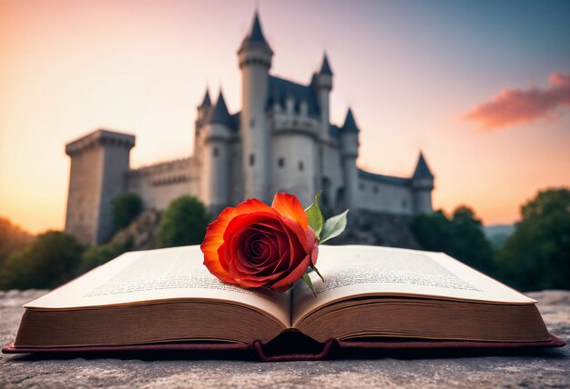 Sant jordi celebration with book and rose