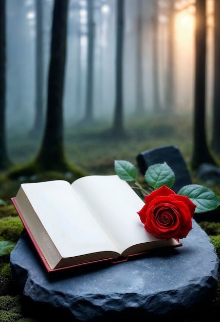 Sant jordi celebration with book and rose