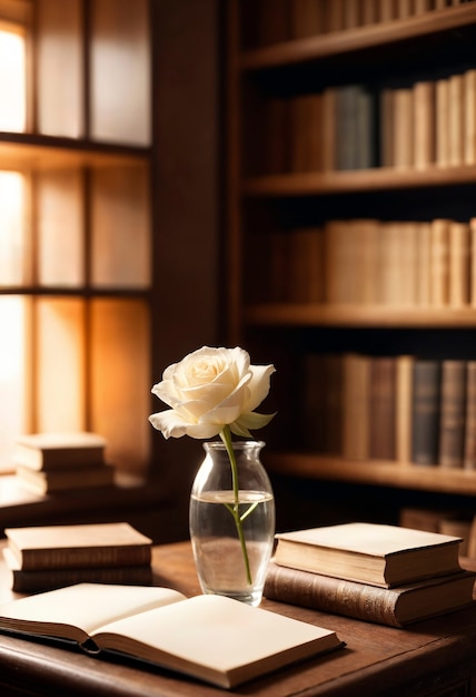 Sant jordi celebration with book and rose