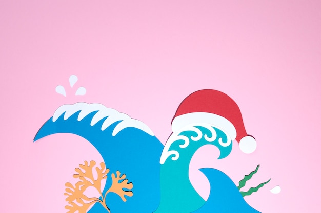 Free Photo santa claus's hat and waves top view