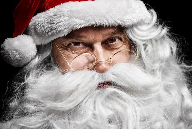 Santa claus's human face at studio shot