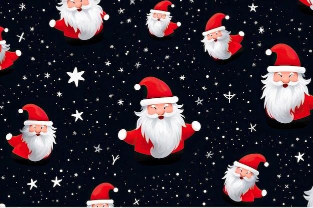 Free Photo santa claus and stars pattern background