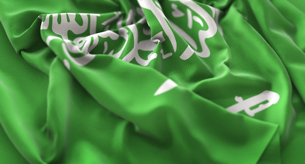 Free photo saudi arabia flag ruffled beautifully waving macro close-up shot