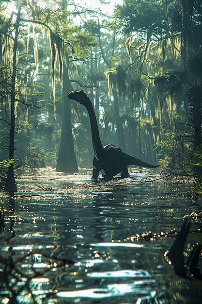 Sauropod dinosaur in nature