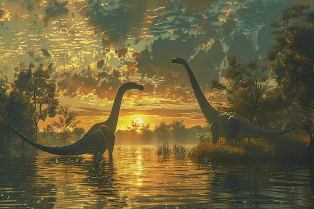 Sauropod dinosaur in nature