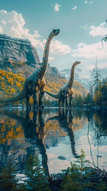 Sauropod dinosaur in nature