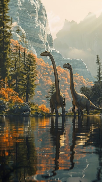 Free photo sauropod dinosaur in nature