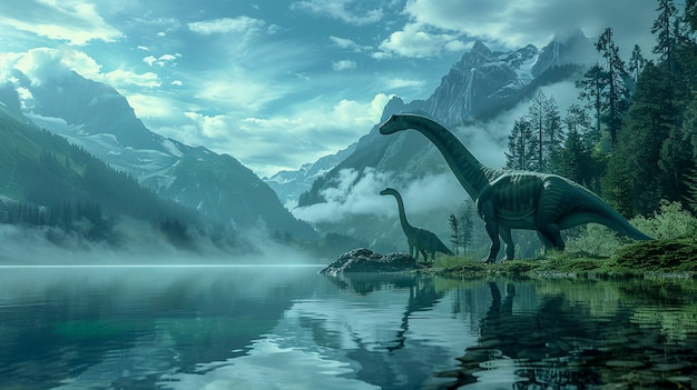 Free Photo sauropod dinosaur in nature