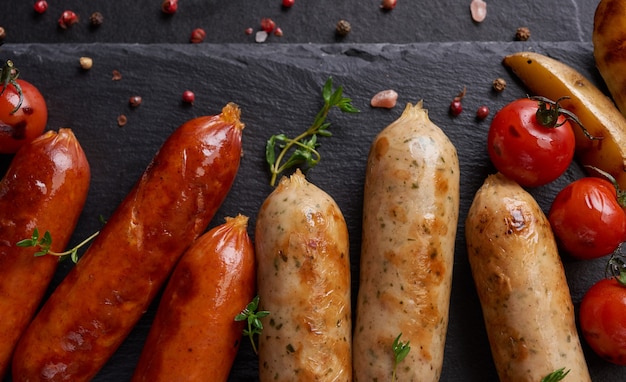 Free Photo sausages and ingredients for cooking. grilled sausage with the addition of herbs and and spices