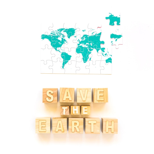 Free Photo save the earth words and puzzle