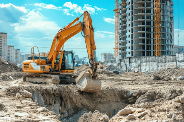 Scene of construction site with equipment