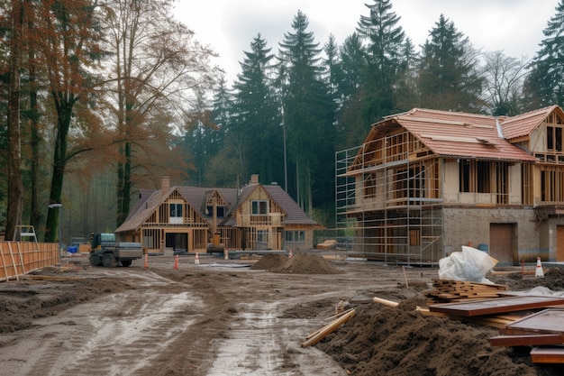 Scene of construction site with equipment