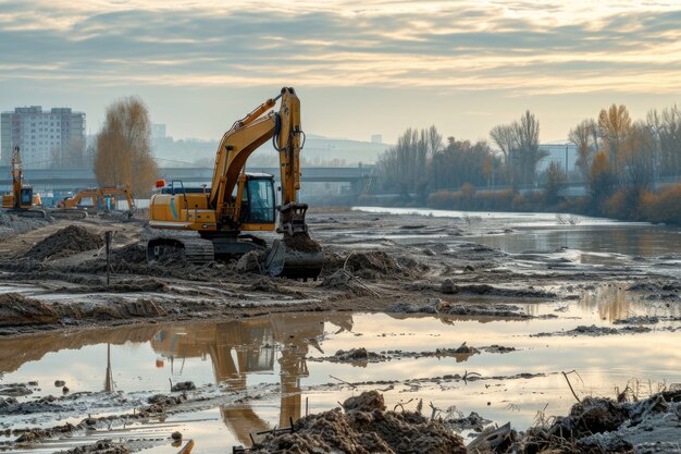 Scene of construction site with equipment