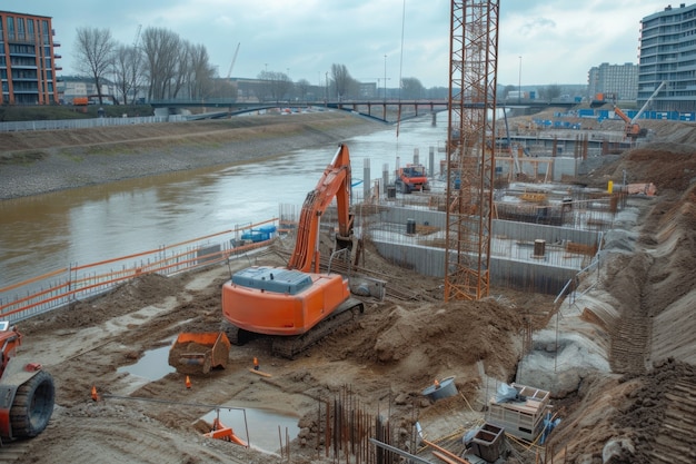 Free photo scene of construction site with equipment