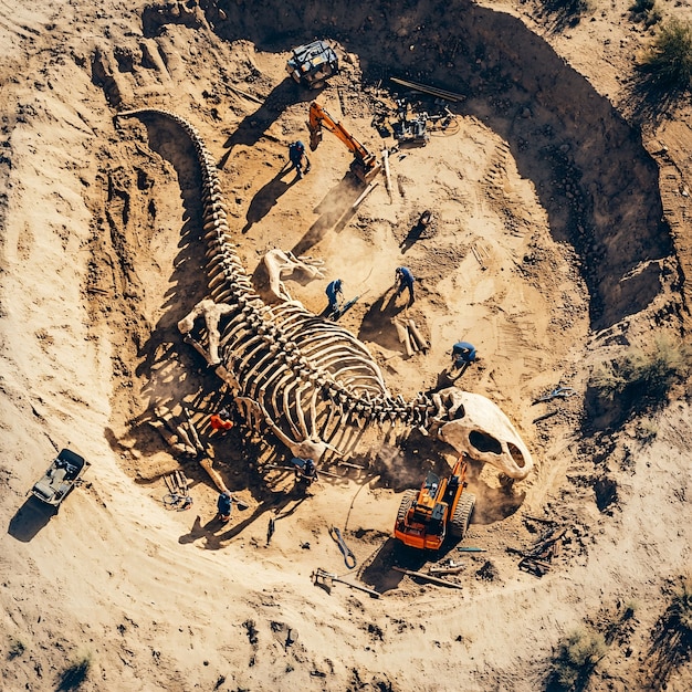 Scene from an archeological site with ancient remains and discoveries