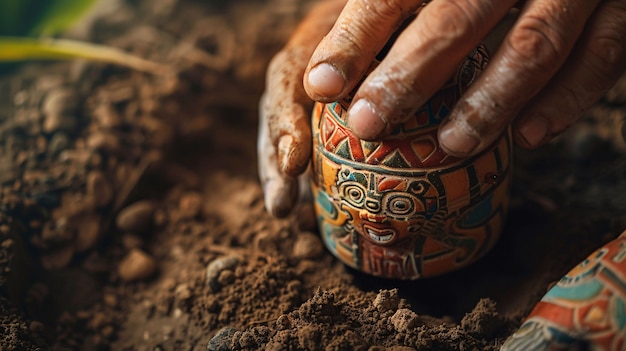 Scene from an archeological site with ancient remains and discoveries