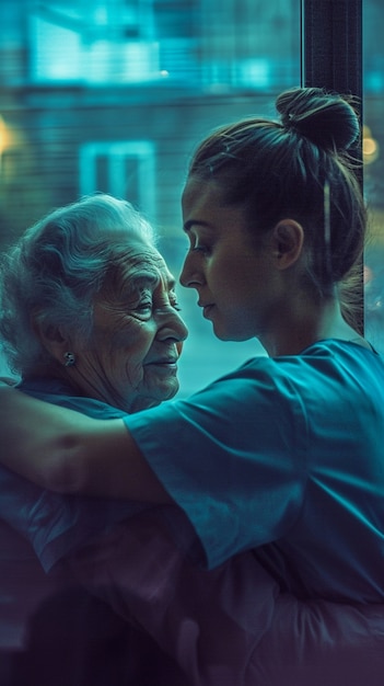 Free Photo scene from care job with senior patient being take care of