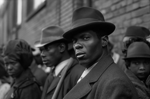 Free photo scene with african-american people moving in the rural area in the old times