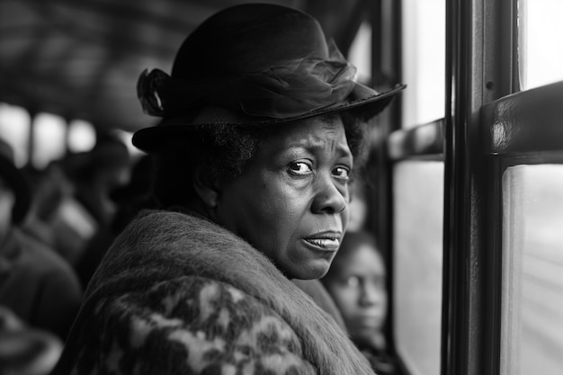 Free photo scene with african-american people moving in the rural area in the old times