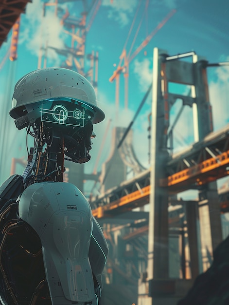 Free Photo scene with futuristic robot used in the construction industry