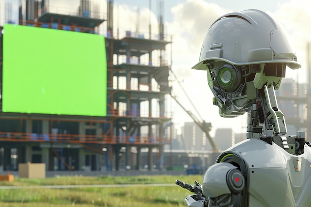 Free photo scene with futuristic robot used in the construction industry