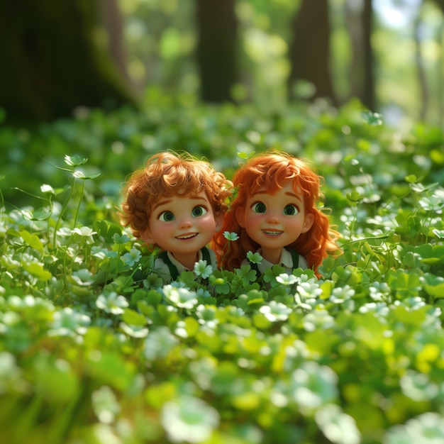 Free photo scene with young children playing in nature outdoors