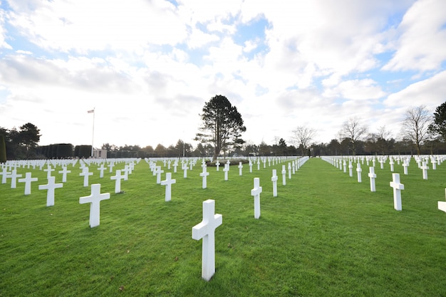 Scenery of a cemetery for soldiers who died during the Second World War in Normandy