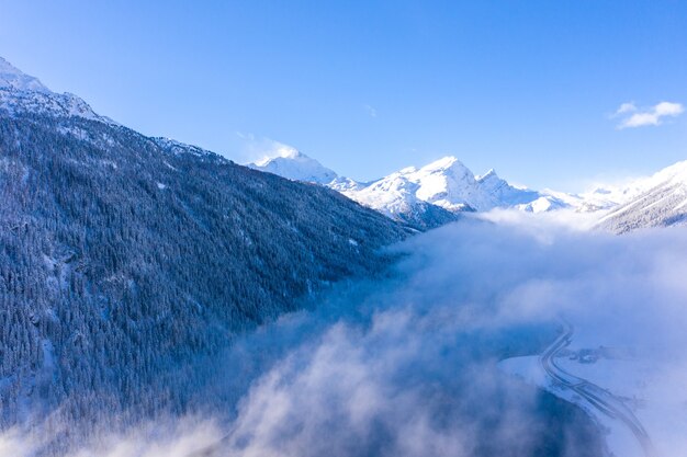 Scenic landscape of snow-covered mountains in Switzerland - perfect for wallpaper