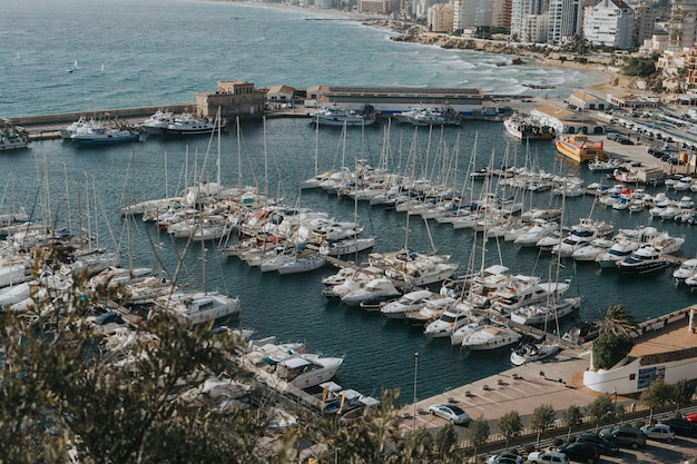 Scenic view of a harbor in Penyal d'Ifac Natural Park in Calp, Spain