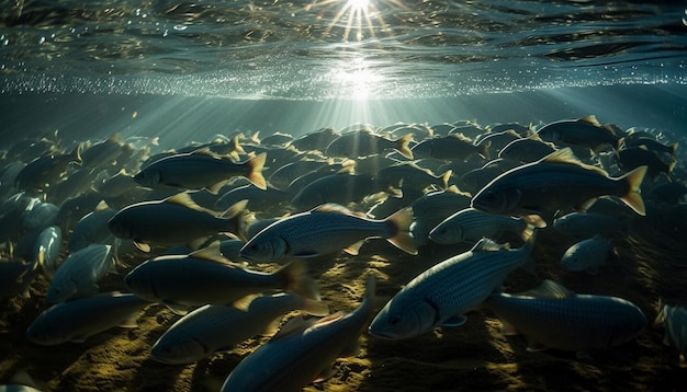 Free photo school of fish swim in colorful reef generated by ai