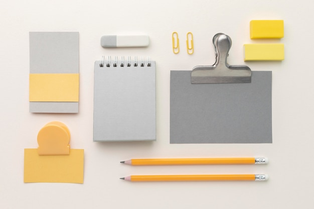 School items assortment flat lay