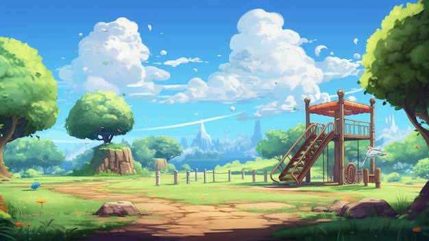 School playground in anime style