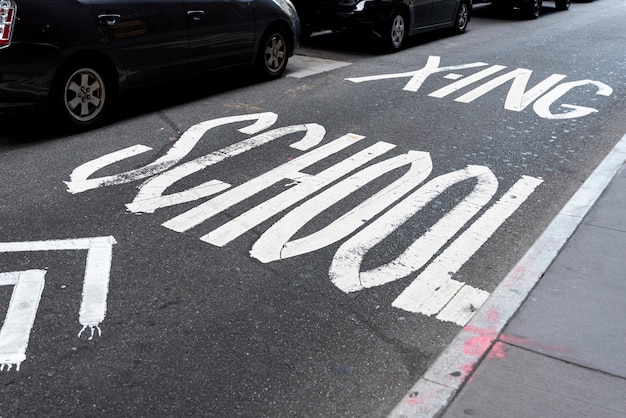 School road sign top view