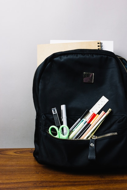 Free Photo school rucksack with supplies