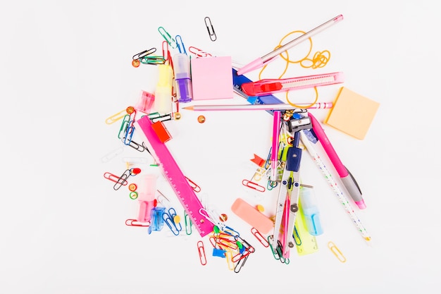 Free Photo school stationery placed in chaotic manner