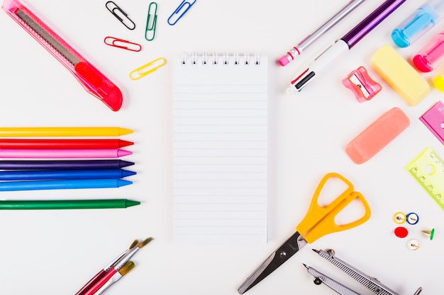 School stationery with notepad in center